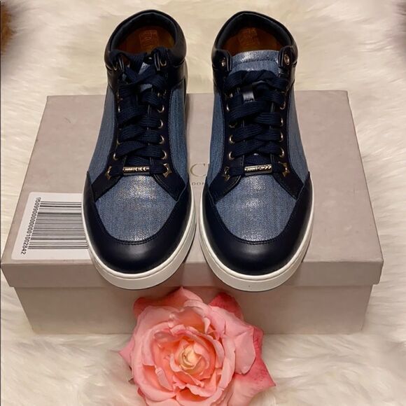 Jimmy Choo Miami Sneakers Dusk Blue Size 39.5 - Picture 1 of 8
